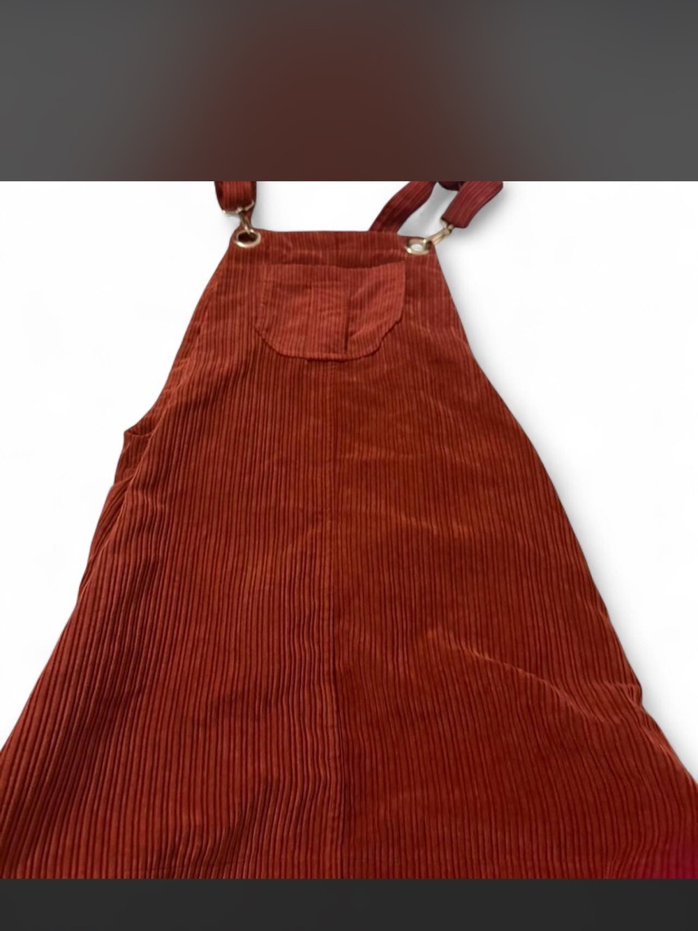 Rust Corduroy Mini Pinafore Dress - Unbranded